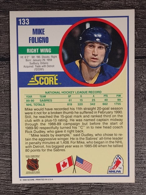 1990-91 Score #133 Mike Foligno