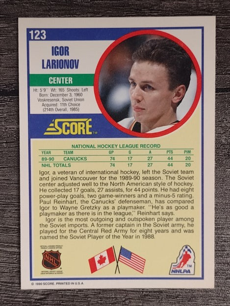 1990-91 Score #123 Igor Larionov RC