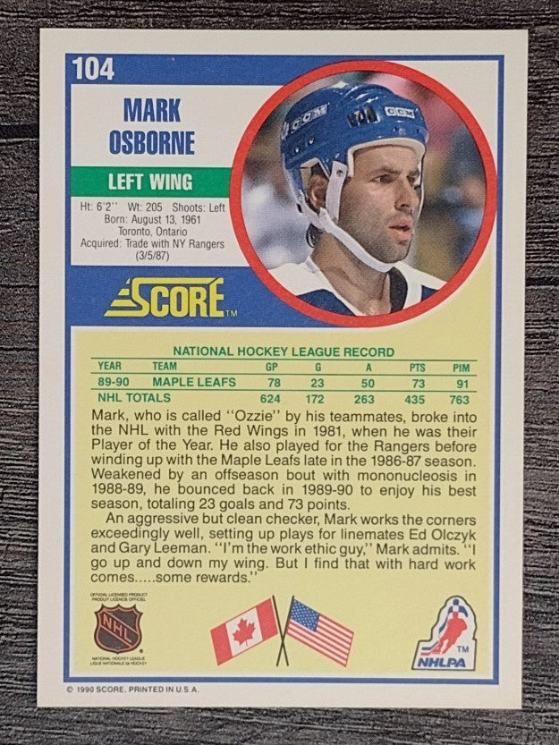 1990-91 Score #104 Mark Osborne