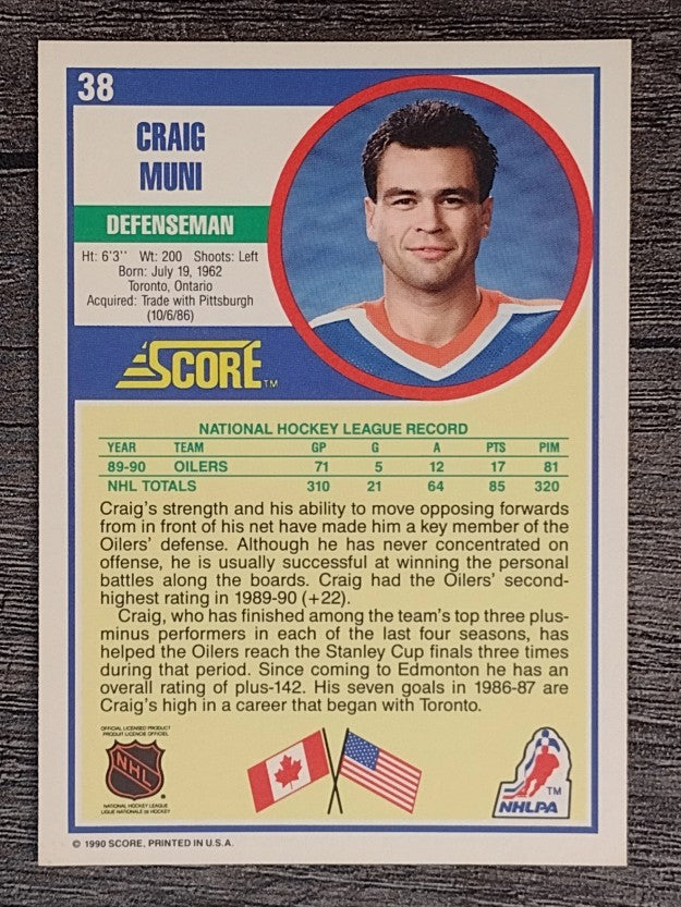 1990-91 Score #38 Craig Muni
