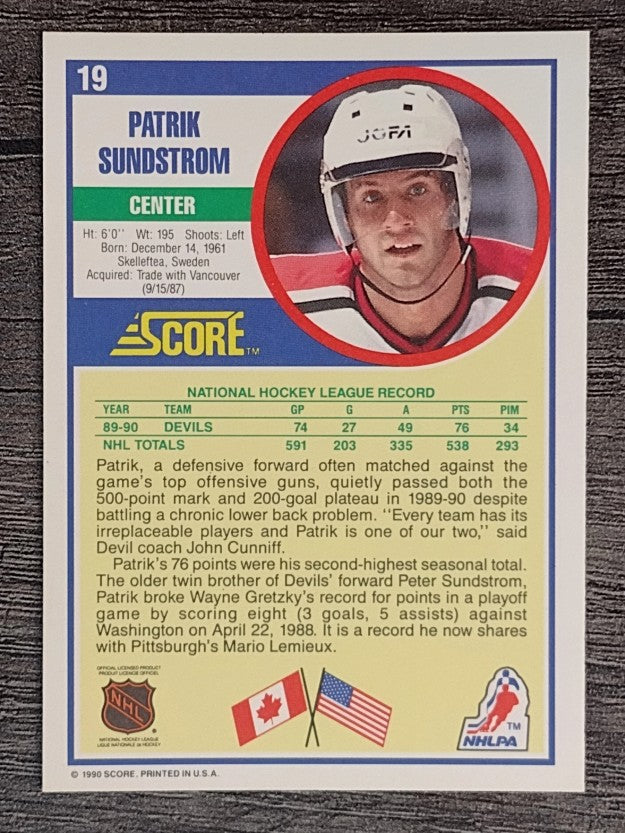 1990-91 Score #19 Patrik Sundstrom