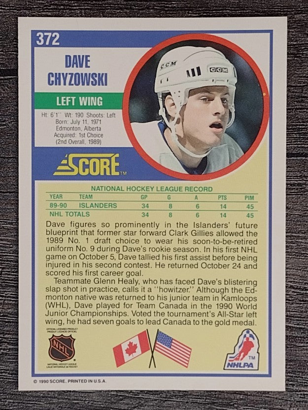 1990-91 Score #372 Dave Chyzowski RC