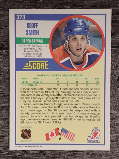 1990-91 Score #373 Geoff Smith RC