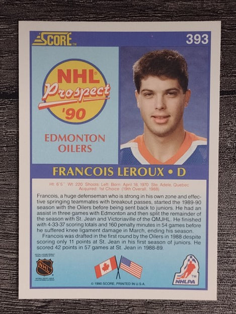 1990-91 Score #393 Francois Leroux RC