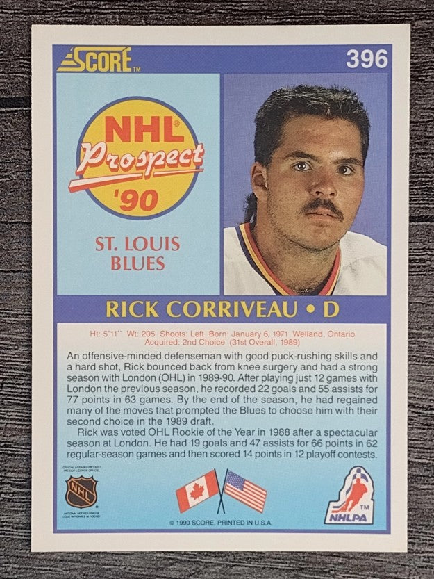 1990-91 Score #396 Rick Corriveau RC