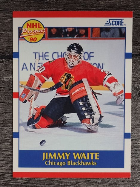 1990-91 Score #407A Jim Waite ERR RC/reads "catches: right" on back