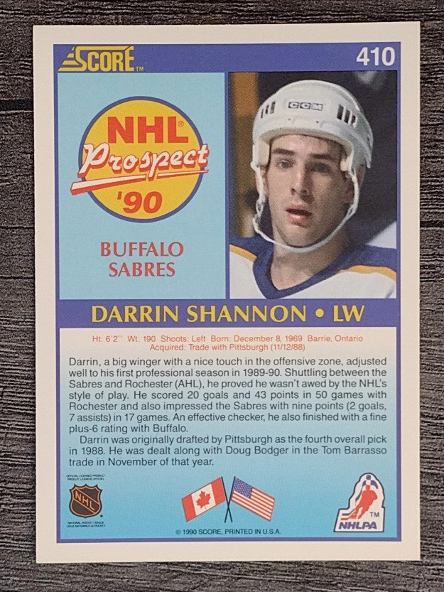 1990-91 Score #410 Darrin Shannon RC