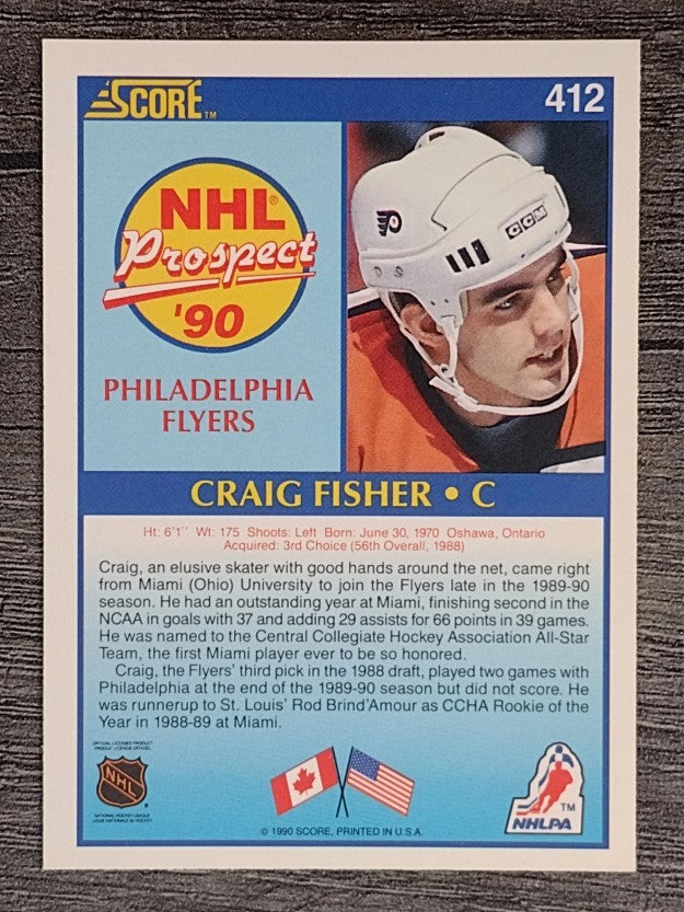1990-91 Score #412 Craig Fisher RC