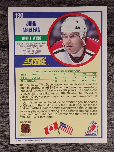 1990-91 Score #190 John MacLean