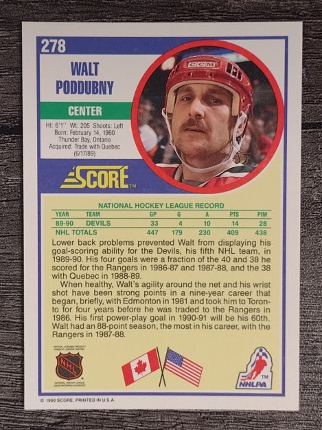 1990-91 Score #278 Walt Poddubny