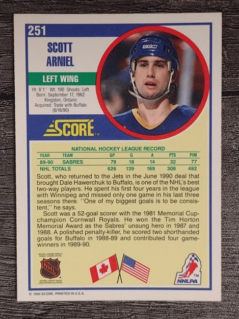 1990-91 Score #251 Scott Arniel