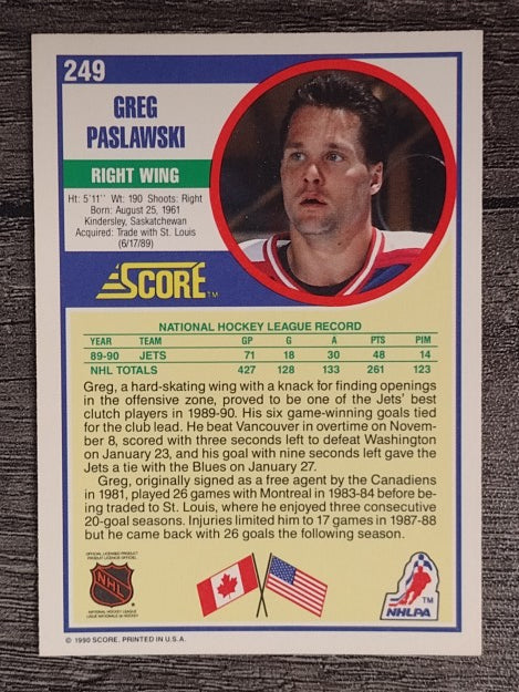1990-91 Score #249 Greg Paslawski