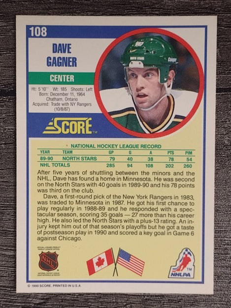 1990-91 Score #108 Dave Gagner