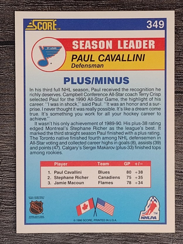 1990-91 Score #349 Paul Cavallini LL