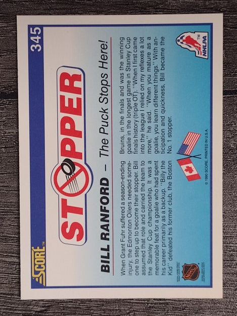 1990-91 Score #345 Bill Ranford Stopper
