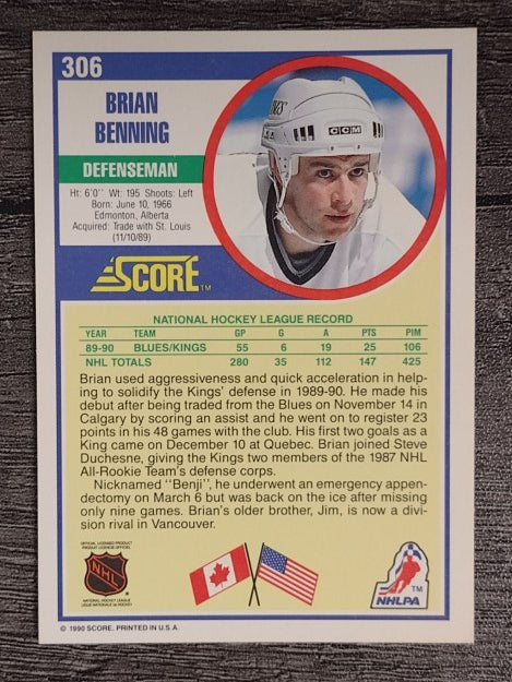 1990-91 Score #306 Brian Benning