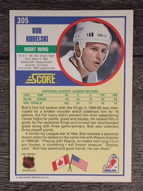 1990-91 Score #305 Bob Kudelski RC