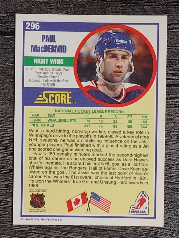 1990-91 Score #296 Paul MacDermid