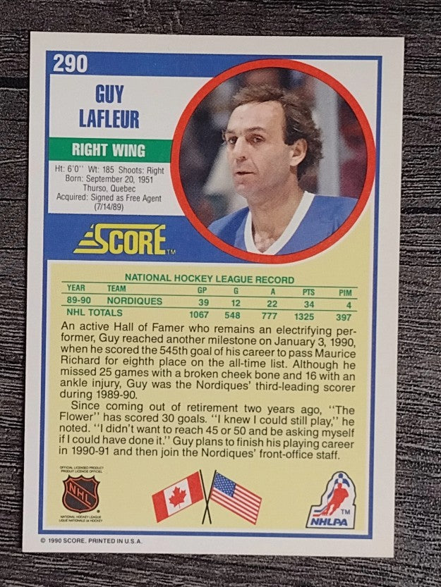 1990-91 Score #290 Guy Lafleur
