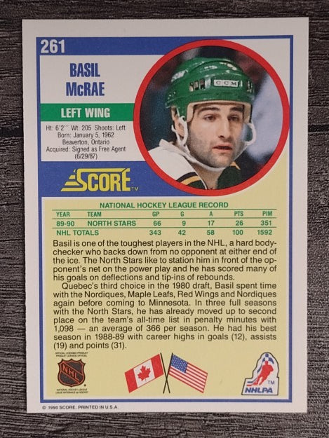 1990-91 Score #261 Basil McRae