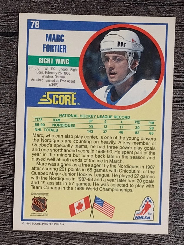 1990-91 Score #78 Marc Fortier