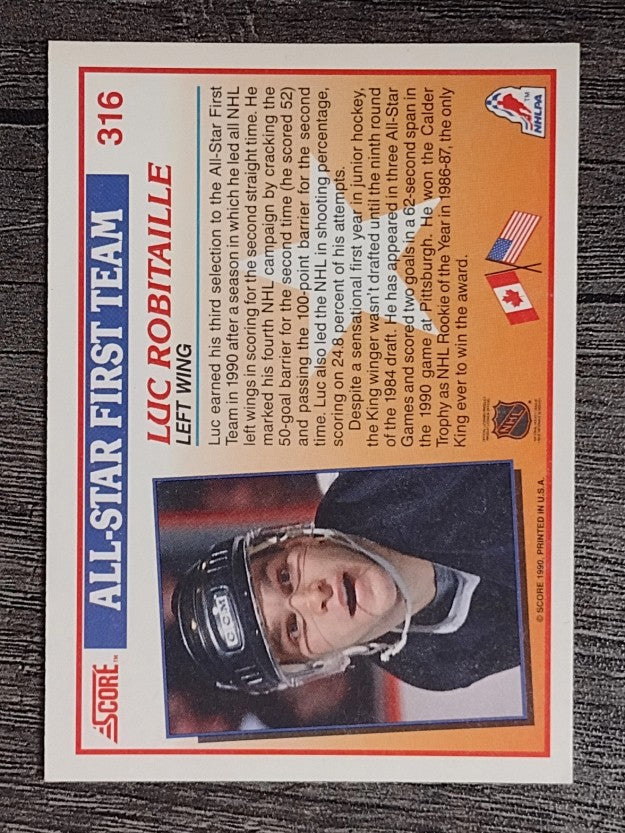 1990-91 Score #316 Luc Robitaille AS1