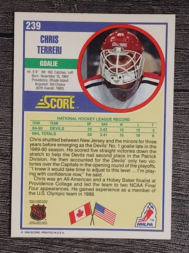 1990-91 Score #239 Chris Terreri RC