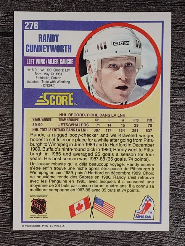 1990-91 Score Canadian #276 Randy Cunneyworth