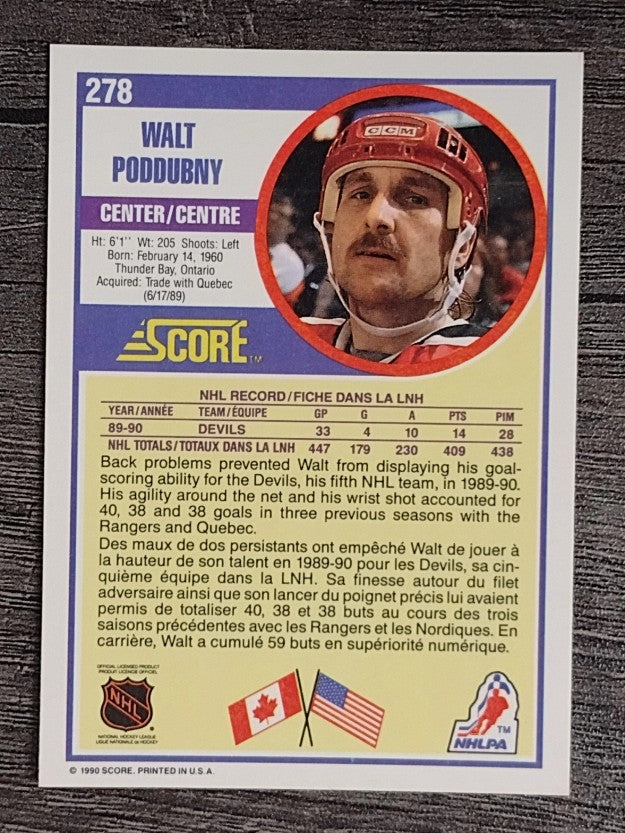 1990-91 Score Canadian #278 Walt Poddubny