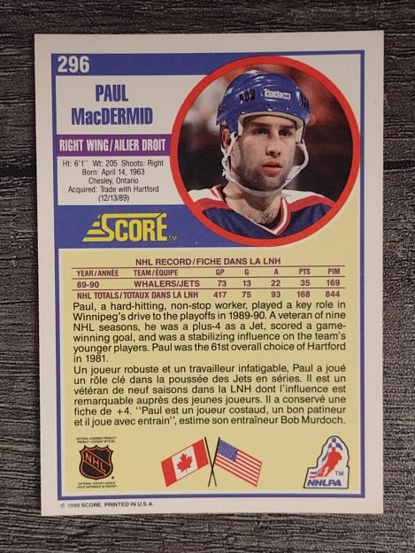 1990-91 Score Canadian #296 Paul MacDermid