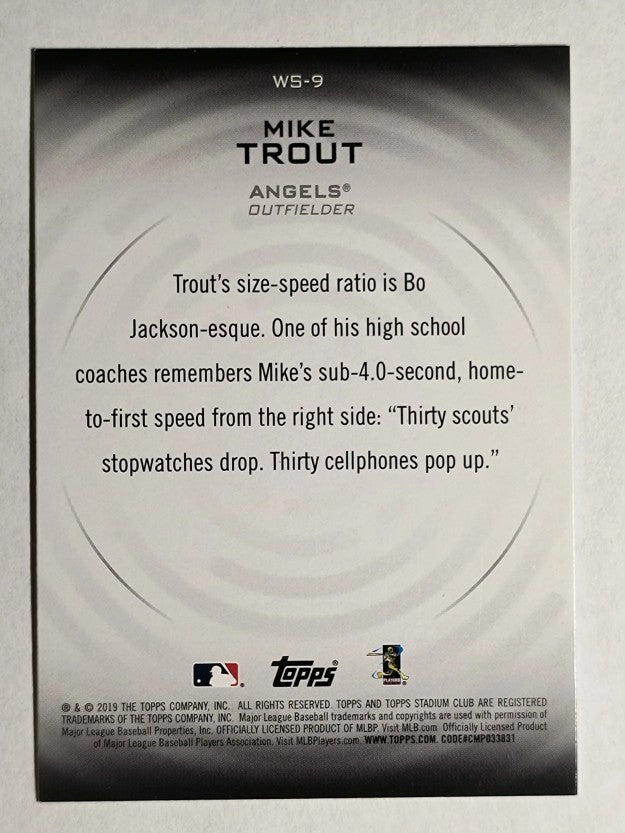 2019 Stadium Club Warp Speed #WS9 Mike Trout