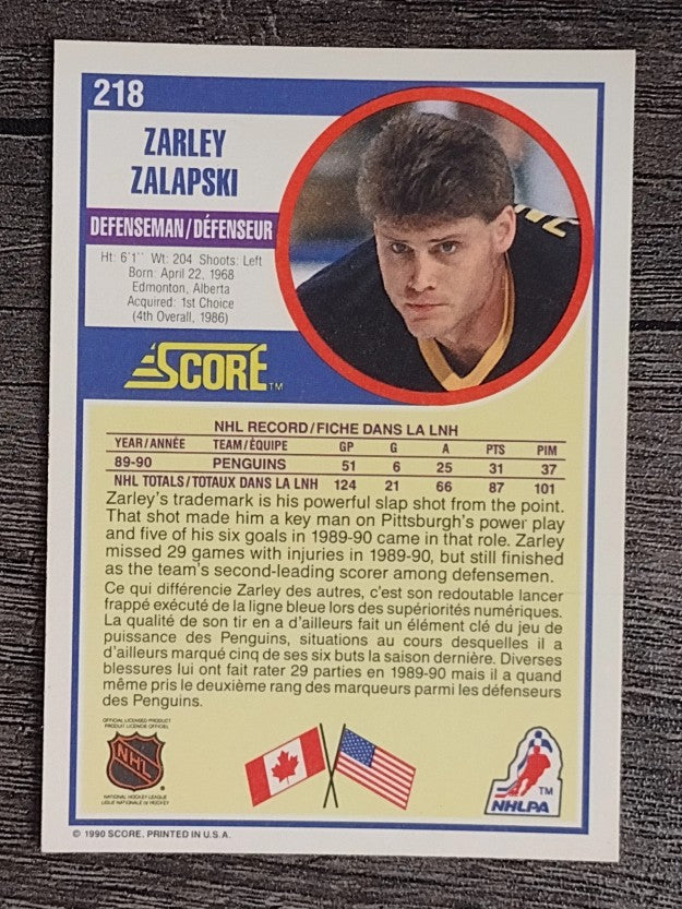 1990-91 Score Canadian #218 Zarley Zalapski