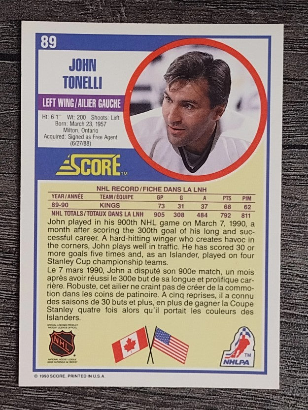 1990-91 Score Canadian #89 John Tonelli