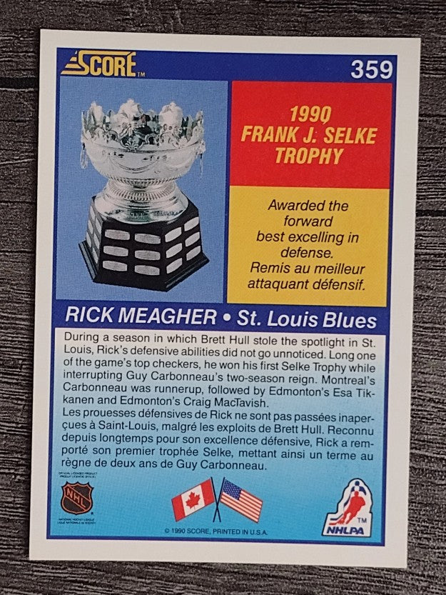 1990-91 Score Canadian #359 Rick Meagher Selke