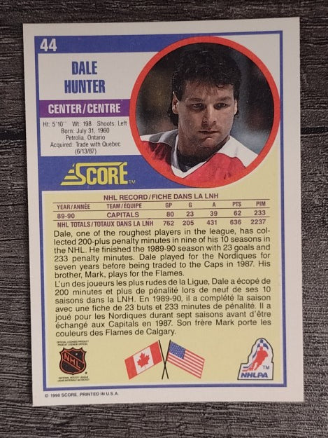 1990-91 Score Canadian #44 Dale Hunter