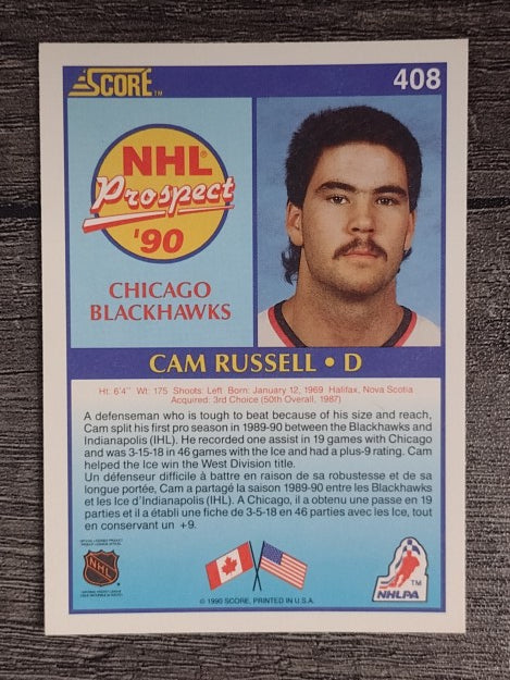 1990-91 Score Canadian #408 Cam Russell RC