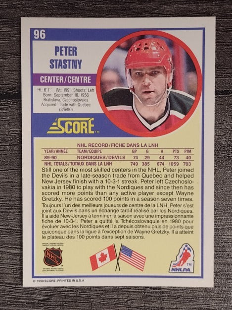 1990-91 Score Canadian #96 Peter Stastny