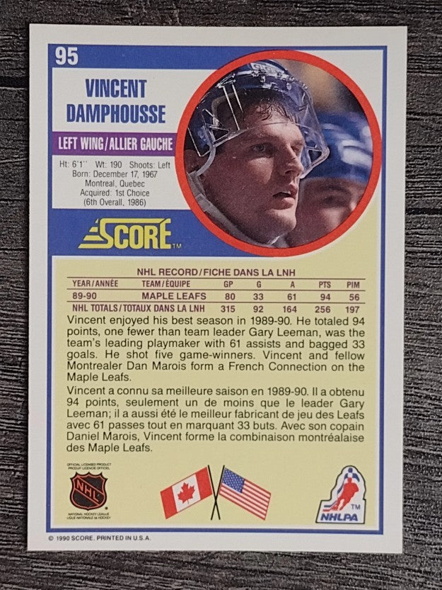 1990-91 Score Canadian #95 Vincent Damphousse