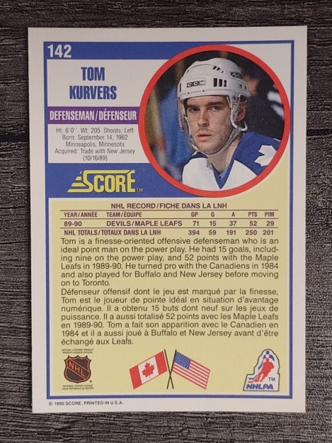 1990-91 Score Canadian #142 Tom Kurvers