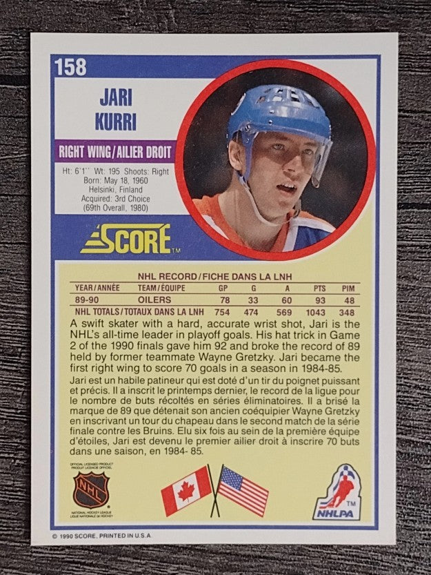 1990-91 Score Canadian #158 Jari Kurri