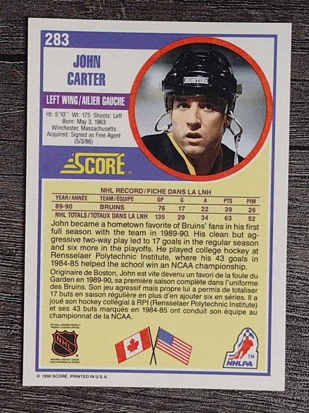 1990-91 Score Canadian #283 John Carter RC