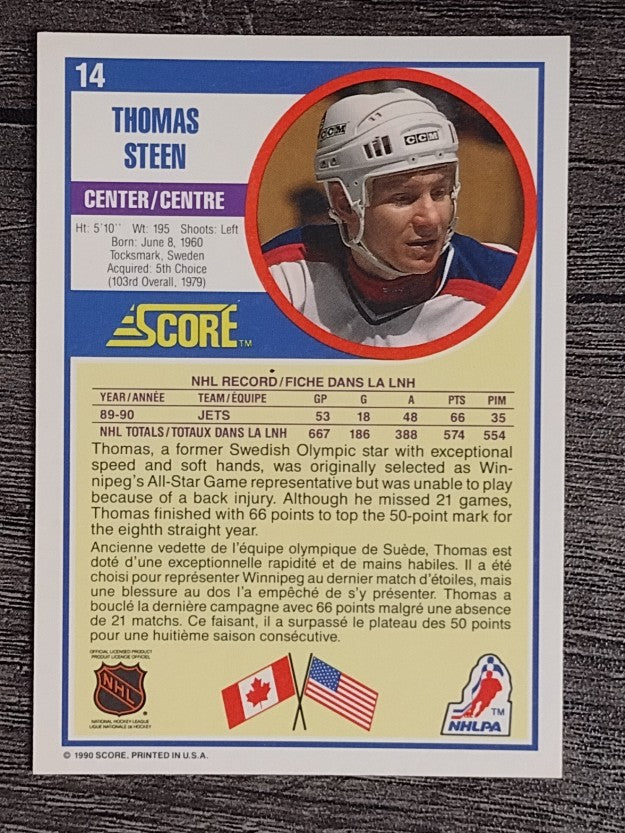 1990-91 Score Canadian #14 Thomas Steen