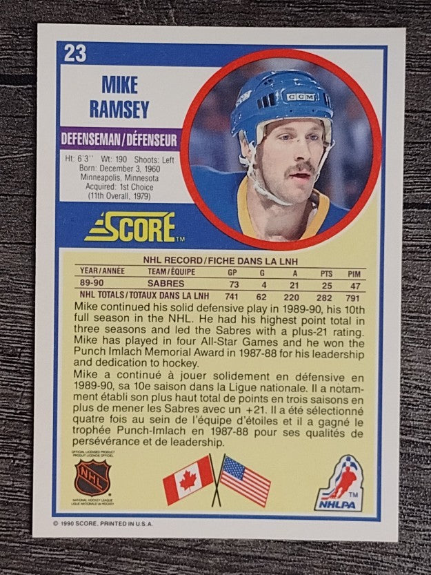 1990-91 Score Canadian #23 Mike Ramsey