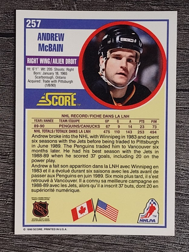 1990-91 Score Canadian #257 Andrew McBain