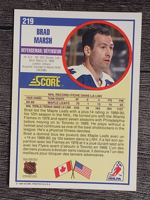 1990-91 Score Canadian #219 Brad Marsh