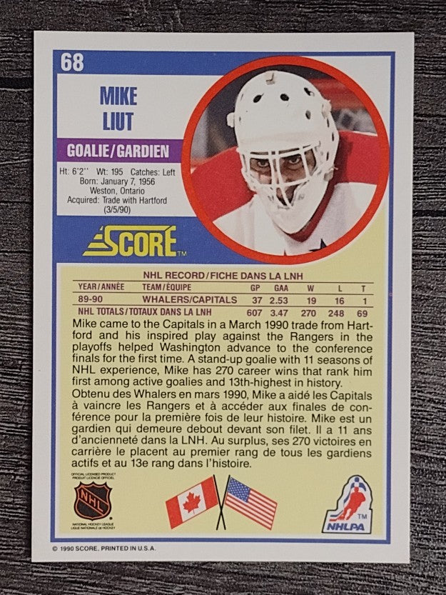 1990-91 Score Canadian #68 Mike Liut
