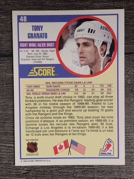 1990-91 Score Canadian #48 Tony Granato