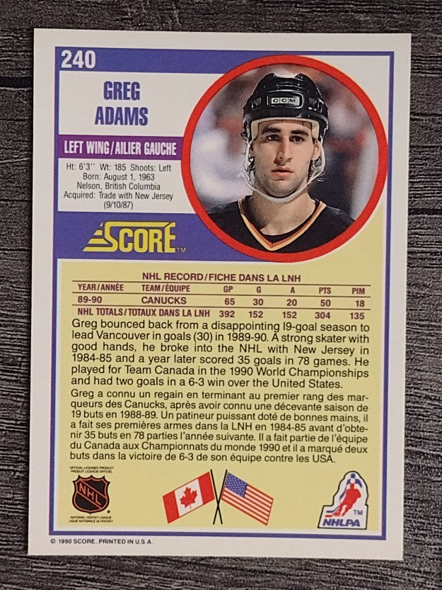 1990-91 Score Canadian #240 Greg Adams