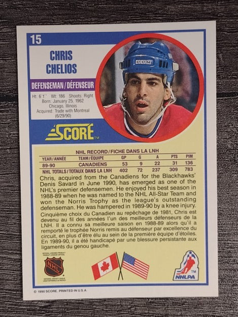 1990-91 Score Canadian #15 Chris Chelios