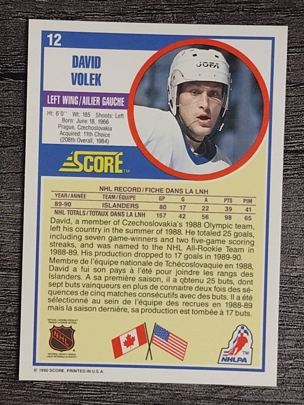 1990-91 Score Canadian #12 David Volek